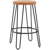 Joe Backless Counter Stool in Yellow Leatherette & Gunmetal (Set of 2)